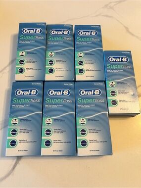 7 Packs of 50 Oral-B Superfloss Dental Floss - Blue Packaging